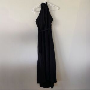 NWT Long Black Rayon Tie Halter Dress Size S